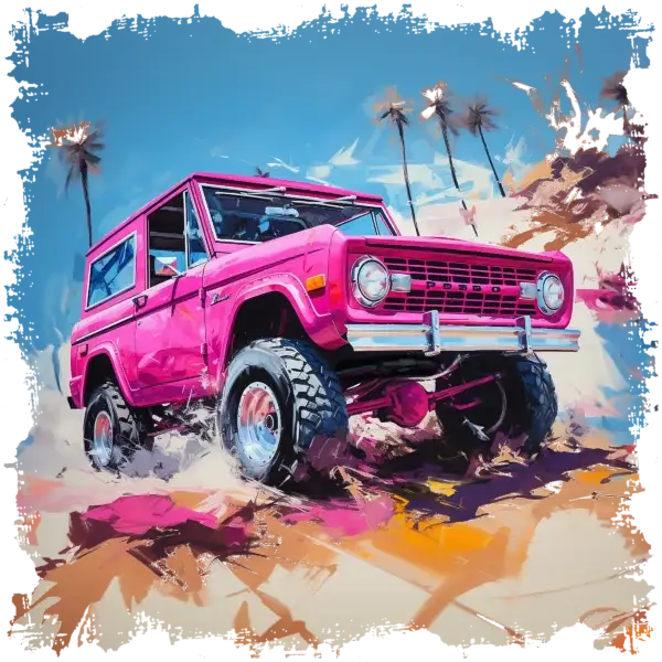 "Palms Pink" Early Ford Bronco Art